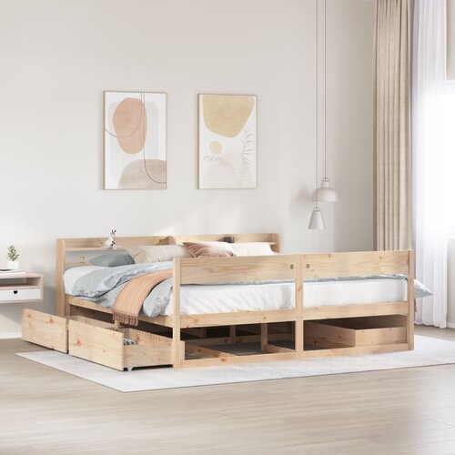 VidaXL Okvir kreveta bez madraca 200 x 200 cm od masivne borovine Slike