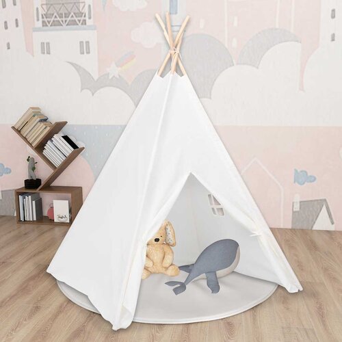  Dječji šator tipi od breskvine kore bijeli 120 x 120 x 150 cm Cene