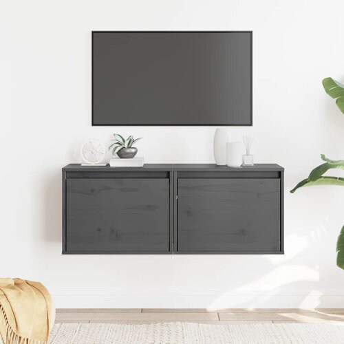 Furnova Stenska omarica 2 kosa siva 40x30x50 cm trdna borovina, (21949925) Slike