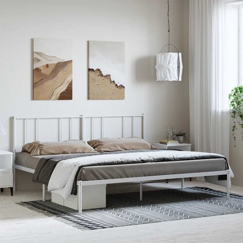 Metalni okvir za krevet s uzglavljem bijeli 183x213 cm Cijene