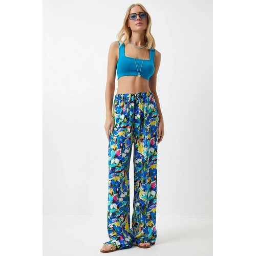  žute plave &amp;scaron;arene viskozne palaco ženske pantalone - EN00606, žuta plava / žuta Slike