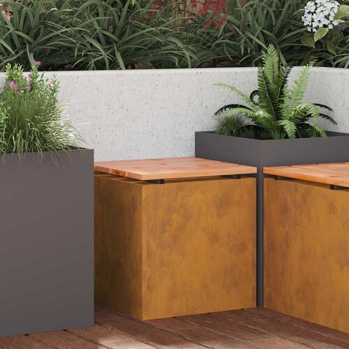 VidaXL Vrtna klop Rjav 40 x 40 x 43 cm Odporno jeklo Slike