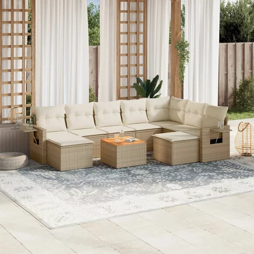  10-dijelni set vrtnih sofa s jastucima bež od poliratana