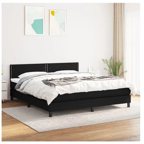  Box spring postelja z vzmetnico črna 180x200 cm blago
