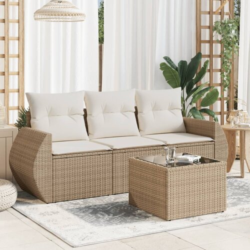 vidaXL 4-dijelni set vrtnih sofa s jastucima bež od poliratana Cijene