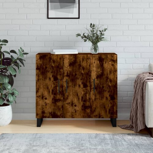 VidaXL Komoda boja dimljenog hrasta 90 x 34 x 80 cm konstruirano drvo Slike