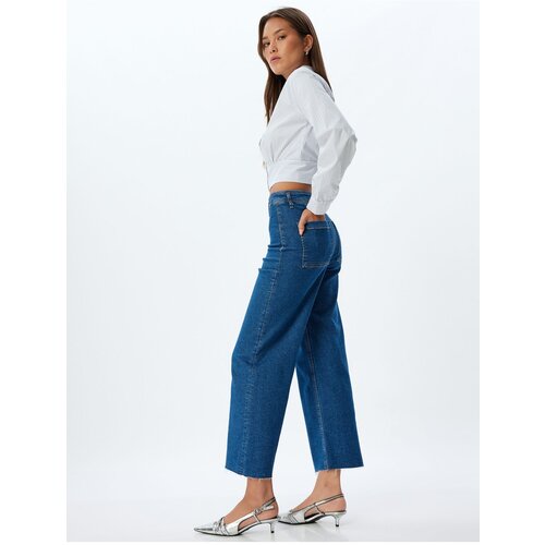 Koton Crop Jeans Regular Waist Buttoned Pocket - Culotte Jeans Cene