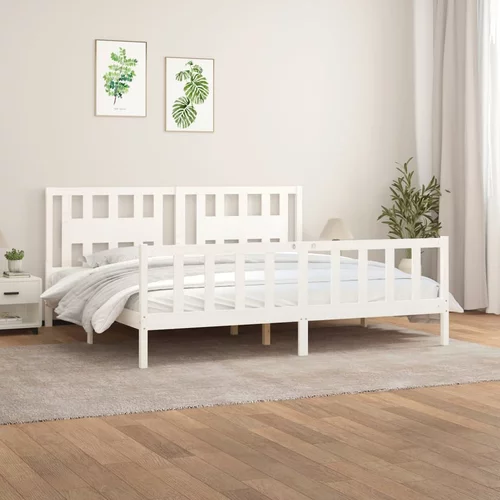 vidaXL Okvir za krevet s uzglavljem bijeli masivna borovina 200x200 cm
