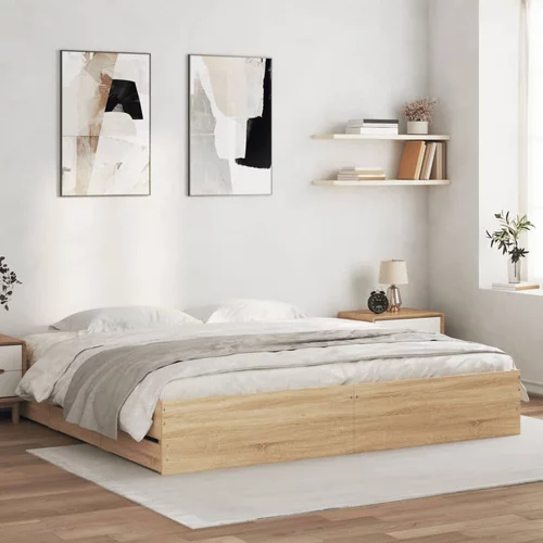 vidaXL Okvir za krevet s ladicama boja hrasta 180x200 cm drveni