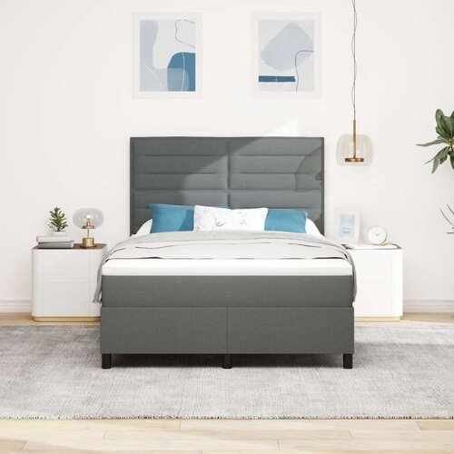 Box Spring Krevet s Madracem Tamno Siva 140x190 cm Tkanina Slike