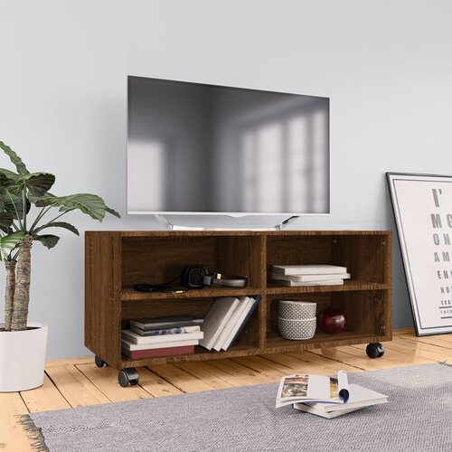 vidaXL TV ormarić s kotačićima smeđi hrast 90 x 35 x 35 cm drveni Cijene