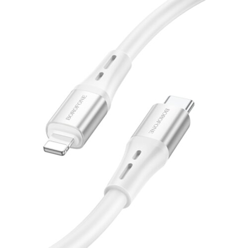  Kabal BOROFONE BX88 Solid PD silicone charging data cable 1m, 20W for iPhone/lightning white Slike
