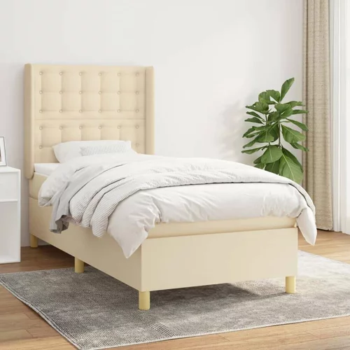  Box spring postelja z vzmetnico krem 100x200 cm blago, (20896502)