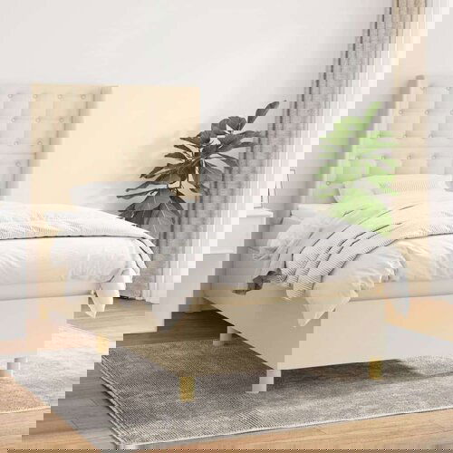  Krevet s oprugama i madracem krem 100 x 200 cm od tkanine Cijene