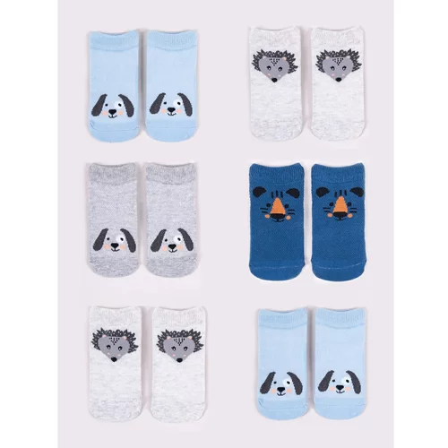 Yoclub kids's boys' ankle thin cotton socks patterns colours 6-pack SKS-0072C-AA00