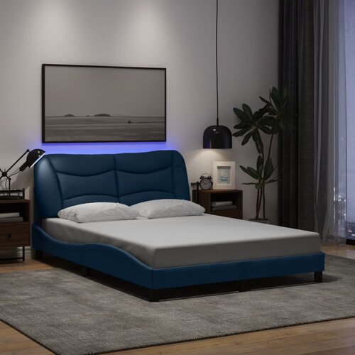 Furnova Posteljni okvir z LED lučkami moder 140x190 cm tkanina, (21939751) Slike