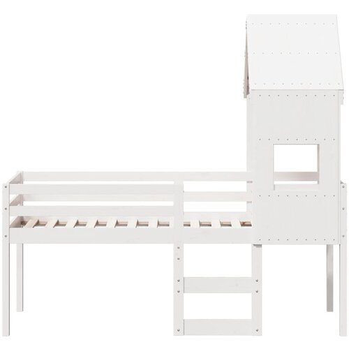  Visoki krevet s krovom bijeli 90 x 190 cm od masivne borovine Slike
