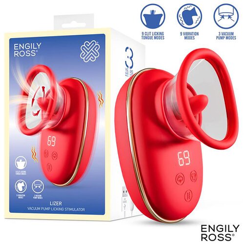 ENGILY ROSS Lizer Vacuum Pump Licking Stimulator with Vibrations Red Slike