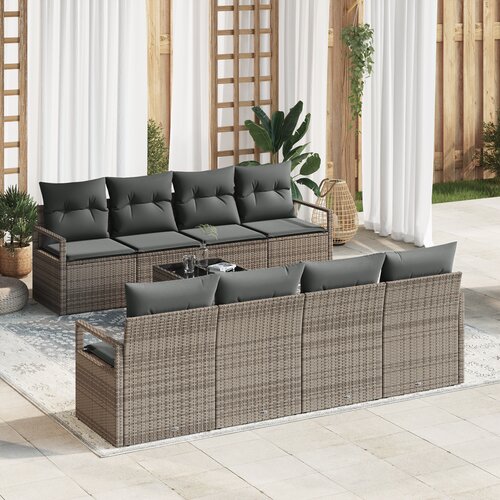 vidaXL 9-delni vrtni sofa set z blazinami siva poli ratan Cene