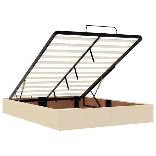  Podesivi krevet s madracem Krem 140 x 190 cm Tkanina - Krem 140 x 190 cm Dizajn linija Slike