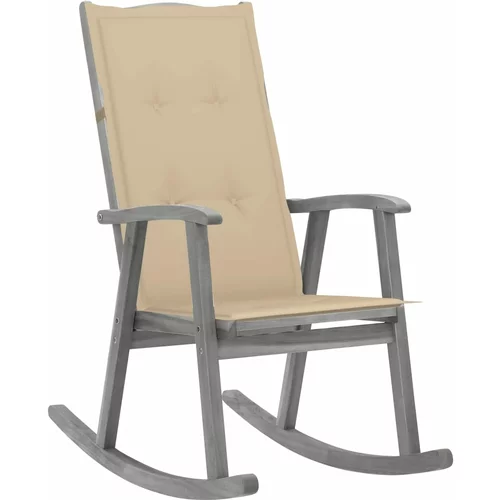 vidaXL Gugalni stol z blazinami siv trden akacijev les, (20964996)