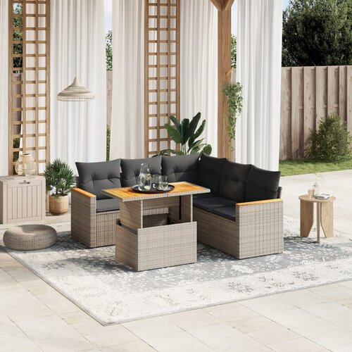 vidaXL 6-dijelni set vrtnih sofa od poliratana s jastucima sivi Cijene