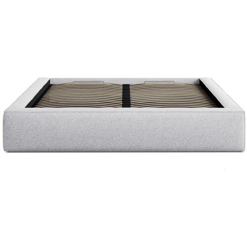 Micadoni Svijetlo sivi tapecirani bračni krevet s prostorom za odlaganje s podnicom 140x200 cm Simon – Cijene