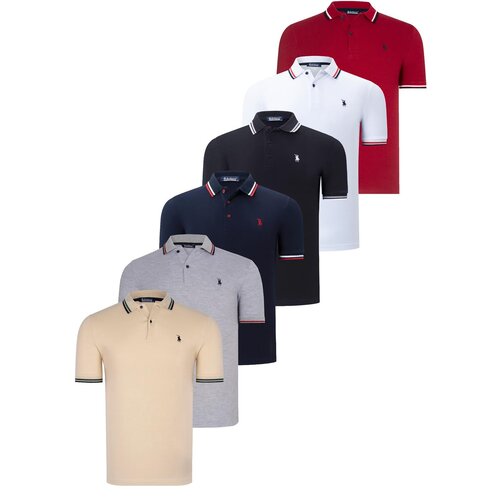 Dewberry SIX SET T8594 MENS T-SHIRT-BLACK-WHITE-NAVY BLUE-GREY-BEIGE-BURGUNDY Cene