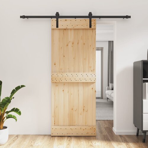 vidaXL Drsna vrata s kompletom vodil 80x210 cm trdna borovina Cene