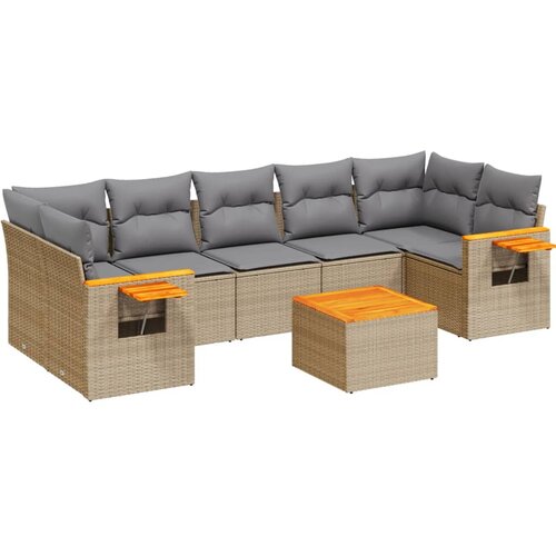 Maison Chic Seti vrtnega pohištva - Vrtna garnitura - Vrtni pohištvo set 8-delna z blazinami bež poli ratan, (21799732) Cene