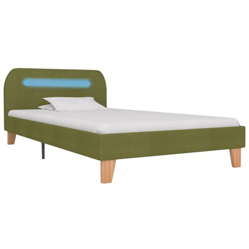 Maison Chic Posteljni okvir - Enojna postelja - Postelja za odrasle z LED osvetlitvijo zeleno blago 90x200 cm, (21695158) Slike