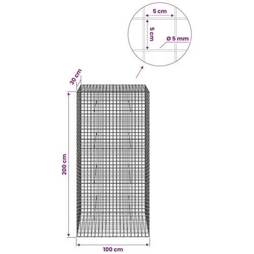  Gabion s žicom debljine 5 mm i mrežom 5x5 cm 100x30x200 cm - 30 cm 200 cm 100 cm Slike