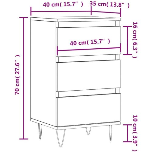  Komoda boja dimljenog hrasta 40 x 35 x 70 cm konstruirano drvo Slike