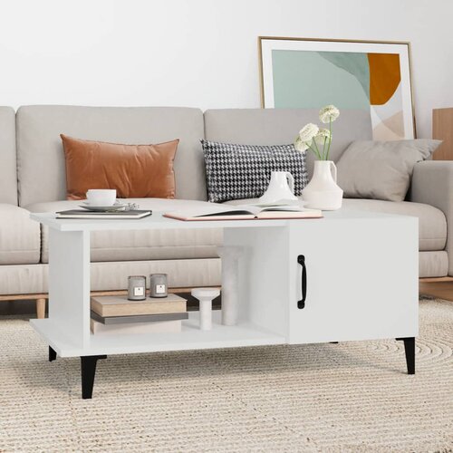 The Living Store Klubska mizica bela 90x50x40 konstruiran les - Klubska Mizica, (21573274) Cene