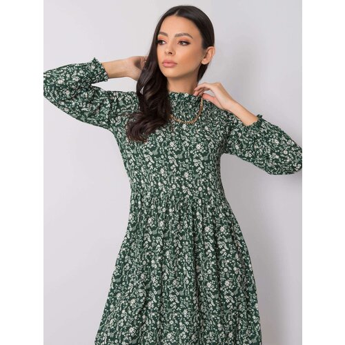 Fashion Hunters SUBLEVEL Dark green floral dress Slike