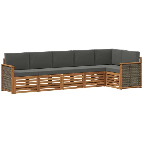vidaXL Kotna sedežna garnitura z blazino 5 pcs Naravna in antracitna, (5000283330) Cene