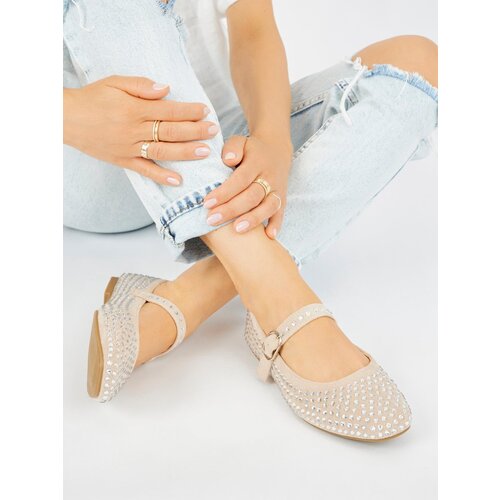 Shelvt Beige women&amp;#039;s ballerinas with quarters Slike