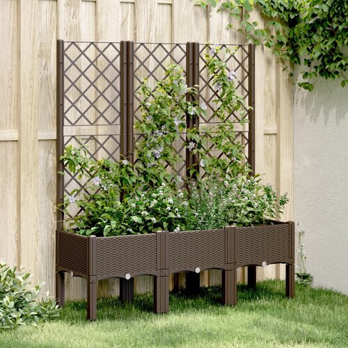 vidaXL Vrtna sadilica s rešetkom smeđa 120 x 40 x 142 cm PP Cijene