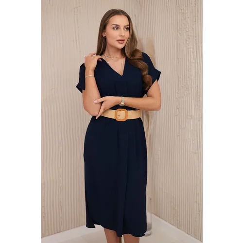 Kesi Włoski Dress with a decorative belt navy