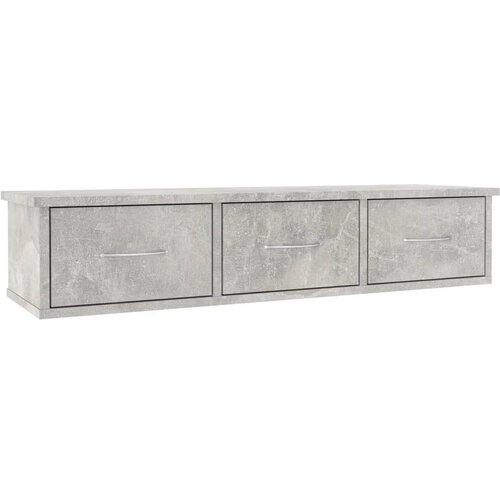 Maison Chic Stenska polica - Viseča Polica s predali betonsko siva 88x26x18,5 cm, (21793345) Slike