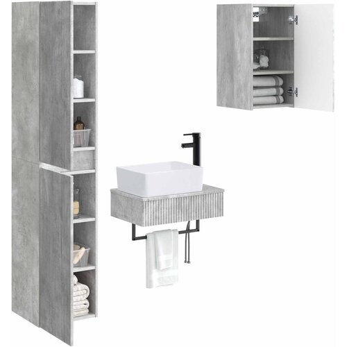  Set namje&amp;scaron;taja za kupaonicu 3 kom. Betonska siva 33 x 34,5 x 160 cm Slike