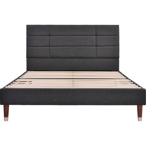 Lumor Dvoposteljna postelja 140x200 cm – oblazinjena v lan – z letvenim dnom in vzglavjem – siva, (22151165) Cene