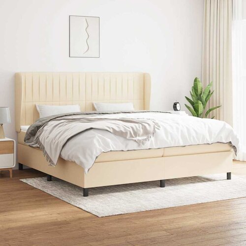 Krevet s oprugama i madracem krem 200 x 200 cm od tkanine Cijene