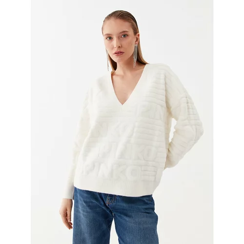 Pinko Pulover Barbone 101581 A117 Écru Relaxed Fit