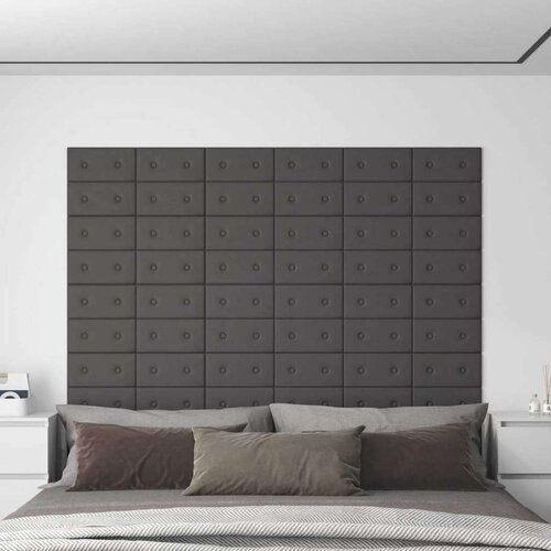  Zidna uzglavlja 12 pcs Sivi 30 x 15 cm Lažna koža - Sivi 30 x 15 cm Cijene