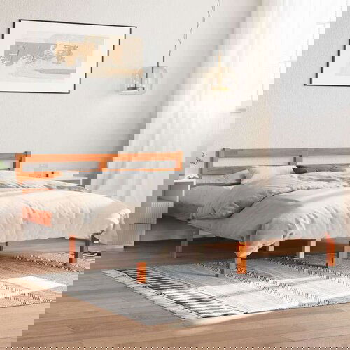 vidaXL Okvir kreveta voštano smeđi 135 x 190 cm od masivne borovine Cene