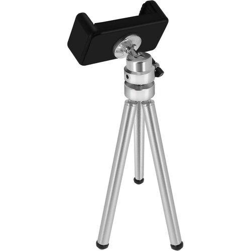 LINQ mini stativ za pametni telefon, kovinske raztegljive noge, 360° vrtljive srebrne barve, (20516682) Cene