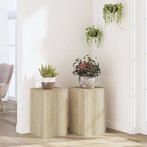 VidaXL Stojalo za rastline 2 kosa sonoma hrast 30x30x50 cm inž. les Slike