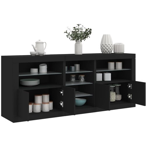 The Living Store Komoda z LED lučkami črna 181,5x37x67 cm - Komoda, (21836030) Cene
