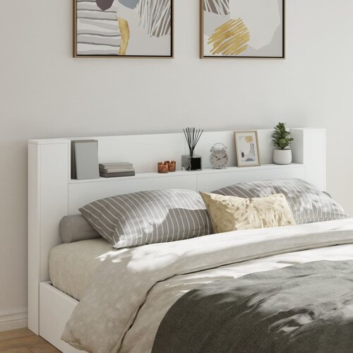 VidaXL Ormarić za uzglavlje s LED svjetlima bijeli 200x16 5x103 5 cm Slike